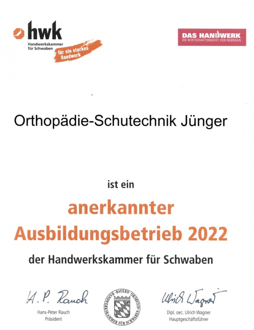 Anerkannter Ausbildungsbetrieb Bernd Jünger